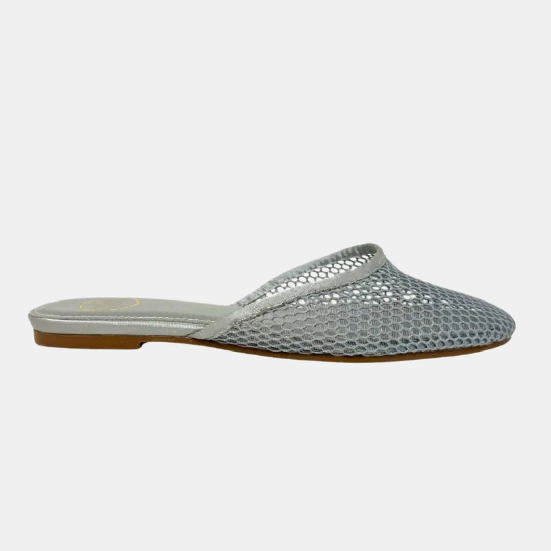 TEXTURED POINTED TOE SLIP-ON MESH MULE