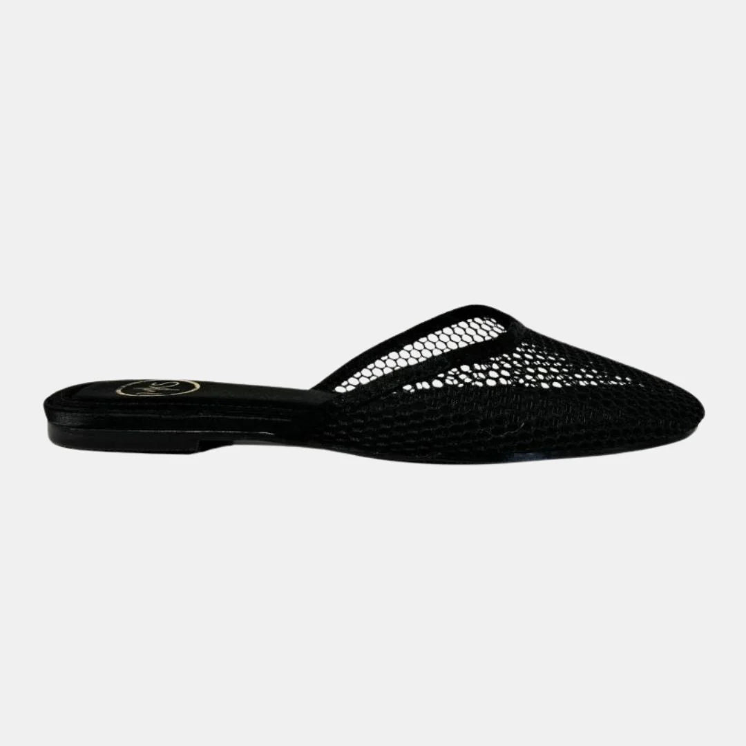 TEXTURED POINTED TOE SLIP-ON MESH MULES
