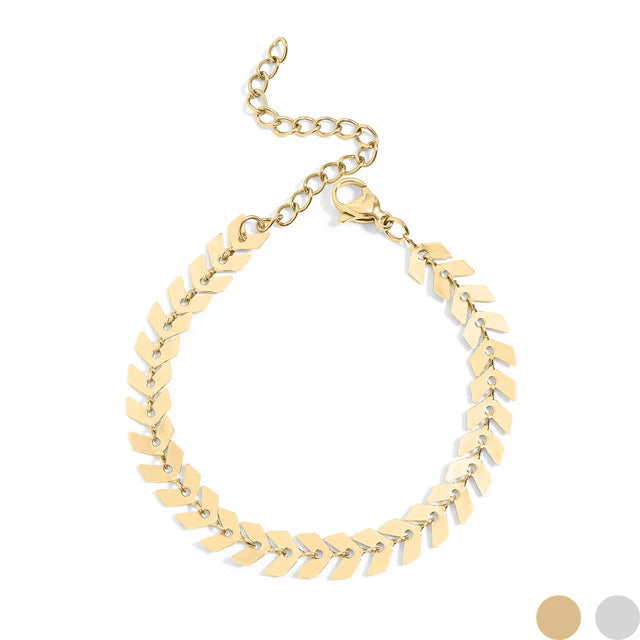 CHEVRON CHAIN NECKLACE & BRACELET 18K PVD *WATERPROOF*