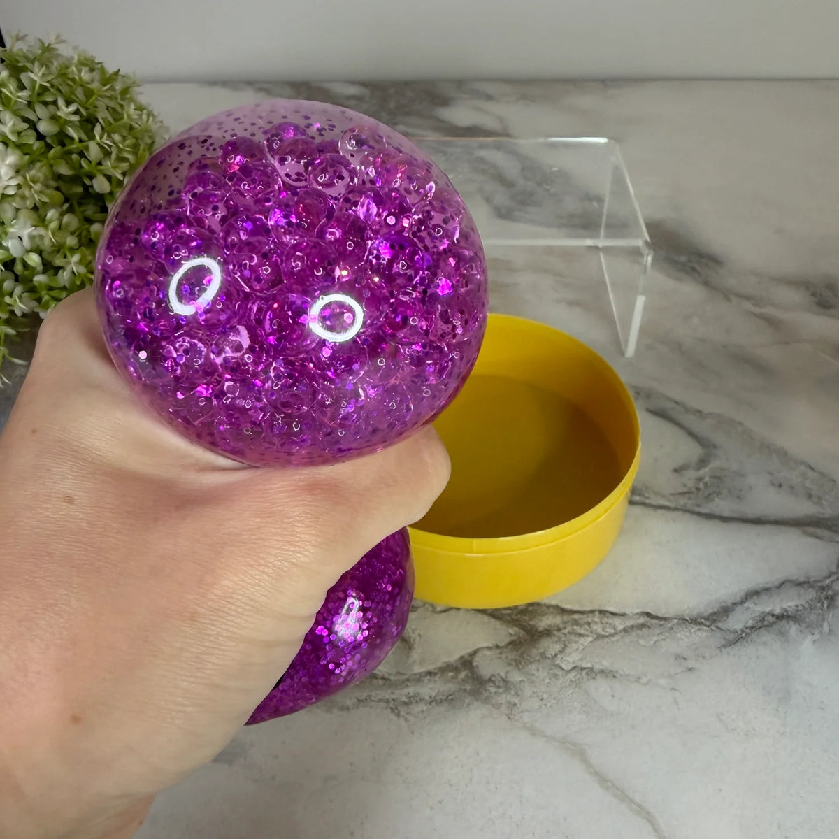 Squishy Toy - Viral Dumpling Purple Glitter - Water Beads