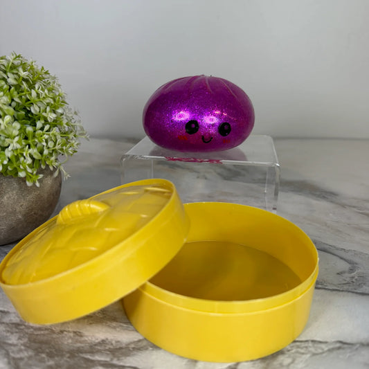 Squishy Toy - Viral Dumpling Purple Glitter - Water Beads