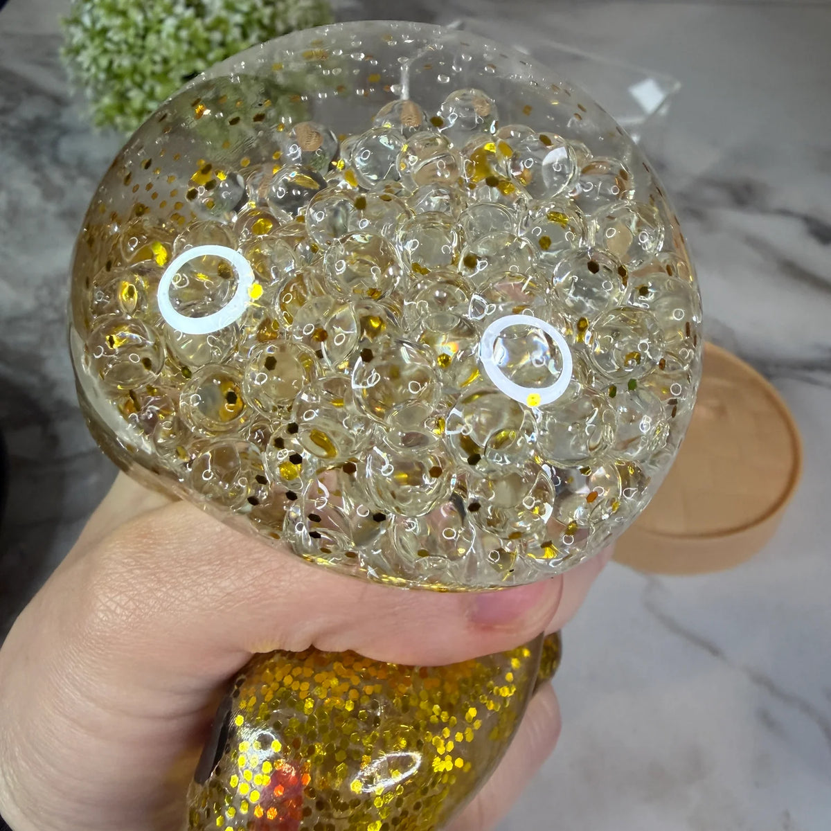 Squishy Toy - Viral Dumpling Gold Glitter - Water Beads