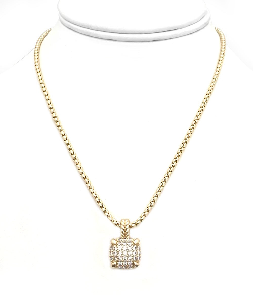 CUBIC ZIRCONIA MEDALION NECKLACE