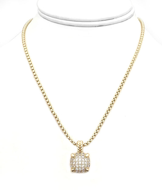 CUBIC ZIRCONIA MEDALION NECKLACE