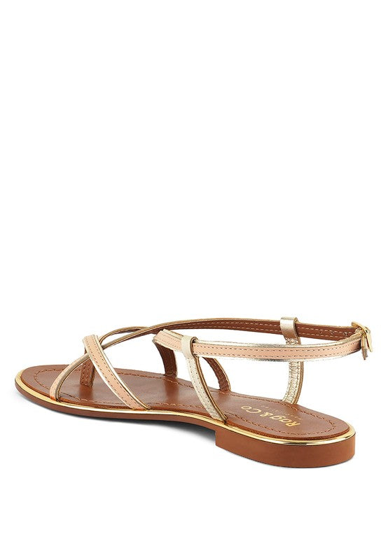 PHOEBE STRAPPY FLAT SANDALS  *GENUINE LEATHER*