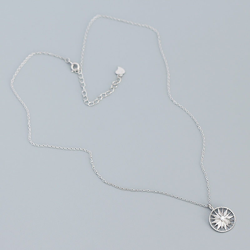 Holiday CZ Sunshine Awn Star 925 Sterling Silver Necklace