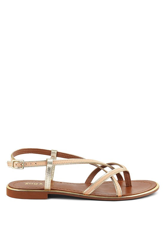 PHOEBE STRAPPY FLAT SANDALS  *GENUINE LEATHER*