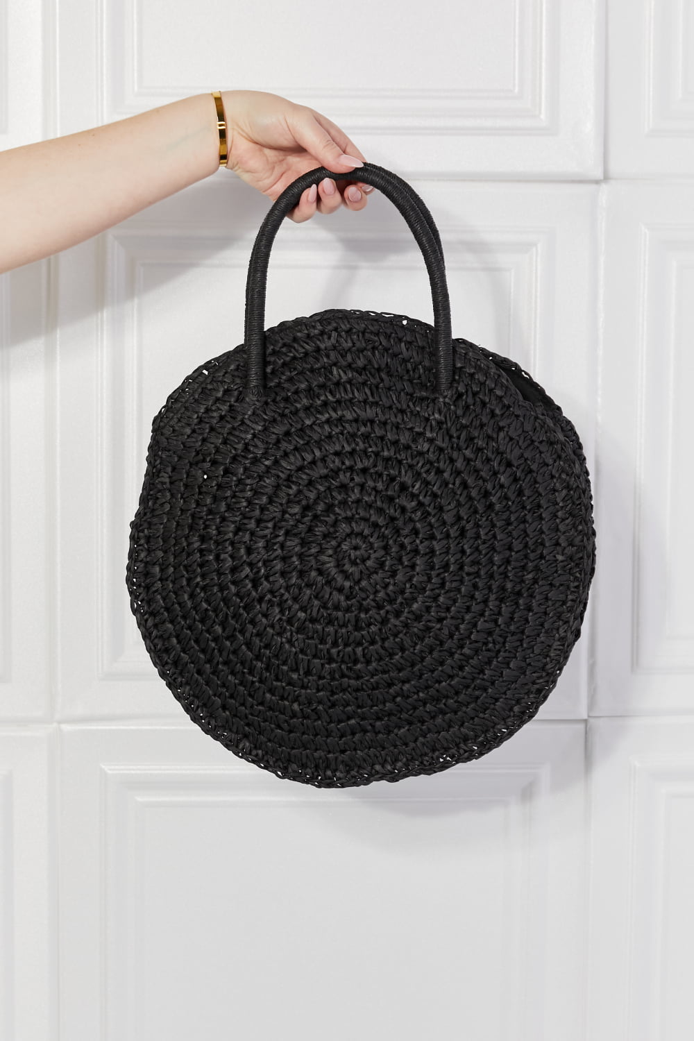 JUSTIN TAYLOR BEACH DATE STRAW RATTAN BAG