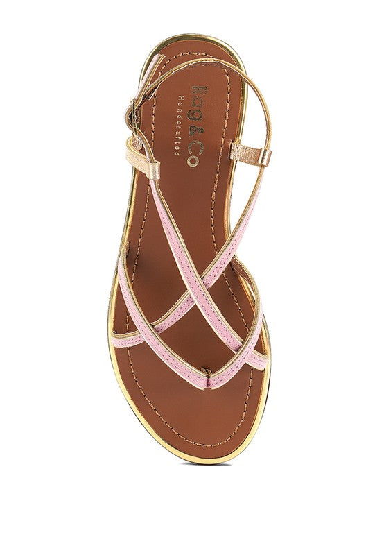 PHOEBE STRAPPY FLAT SANDALS  *GENUINE LEATHER*