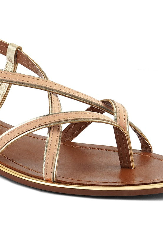 PHOEBE STRAPPY FLAT SANDALS  *GENUINE LEATHER*
